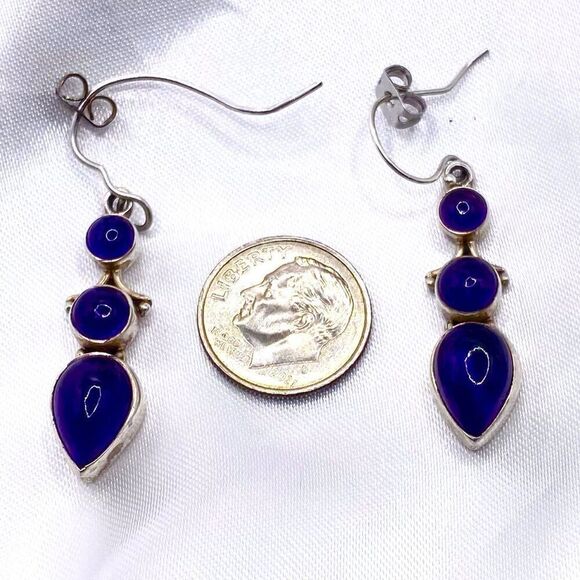 YYx Amethyst & Sterling 925 Silver Dangle Earrings - Picture 7 of 10